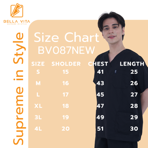 เสื้อสครับสำหรับคอวีสีดำเกรดโรงพยาบาลทำจากผ้าฝ้ายเนื้อนุ่มพิมพ์ลายการออกแบบลาย Meow โดย Bella Vita แบรนด์ - Product Image 5