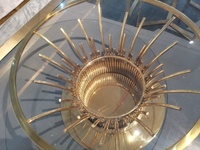 Table basse ronde de style européen Plateau en verre trempé transparent avec base en acier inoxydable doré Meubles de maison