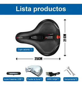 Sillín de bicicleta con luz LED, espuma viscoelástica EVA, asiento de bicicleta transpirable para adultos y hombres - Product Image 6