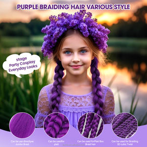 Purple Braiding Hair 24 Inch Jumbo <strong>Braid</strong> Hair Long Straight Crochet <strong>Braids</strong> Yaki Texture Synthetic Fiber Ponytail with Hair Tie - Product Image 6