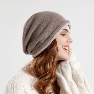 Simple automne hiver coréen tricoté tas Slouchy Beanie chapeau chaud oreille protecteur femmes froid chapeau grand chapeau - Product Image 1