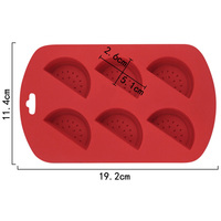 Candyer Moule en silicone à 6 cavités en forme de pastèque pour gâteaux, bonbons, savons faits main, bougies et résine époxy, réutilisable