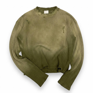 T-shirt a <span class=keywords><strong>maniche</strong></span> <span class=keywords><strong>lunghe</strong></span> in cotone lavato effetto distressed, girocollo, personalizzabile con grafiche stampate DTG, magliette termiche a nido d'ape da uomo - Product Image 1