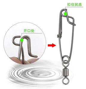 Vente en gros de clips de pêche en acier inoxydable haute résistance pour eau salée, avec émerillon roulant et mousqueton à œillet ouvert - Product Image 6