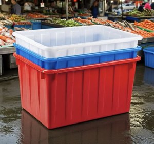 Plastic Storage Box <b>Stackable</b> Organizer Bin with Lid Household Kitchen Produce <b>Crate</b> - Product Image 1