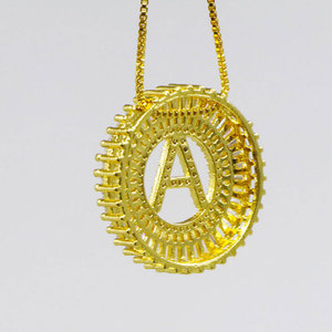 Collier ajustable en laiton plaqué or pour femmes, chaîne en zircon, bijoux chanteur tennis, lettre initiale pendentif, vente en gros, - Product Image 2