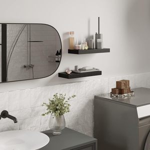 Étagères flottantes, étagères murales en <span class=keywords><strong>bois</strong></span> noir avec supports invisibles, lot de 2, étagères murales suspendues comme décoration pour la chambre - Product Image 5