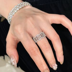 Bague en argent pur S925 de style rétro antique avec incrustation de diamants, luxe haut de gamme, polyvalente, niche, légère, haut de gamme - Product Image 2