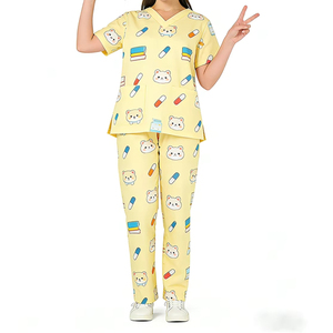 Uniformes pour femmes en coton tissé 100% directement de l'usine, impression numérique personnalisée du logo, ensembles de blouses pour infirmières et professionnels de la santé - Product Image 1