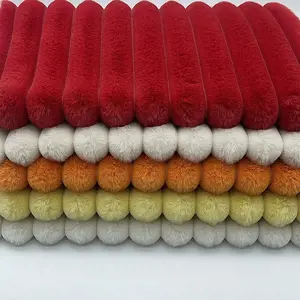 Factory direct sale super Soft Stripe Knit Artificial 100% Polyester Small Plain Dyed Stripe Jacquard Rabbit Faux Fur Fabric