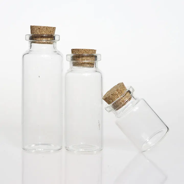 Haute qualité Mini flacons de bouteille en verre transparent bocaux d'échantillons vides flacon en verre souhaitant bouteille avec bouchon en liège petits bocaux en verre