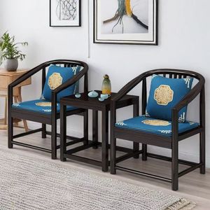 Chinese Style Solid Wood Armchair Set Three Piece Living Room Lounge <b>Chair</b> With Cushion And Side Table - Product Image 3