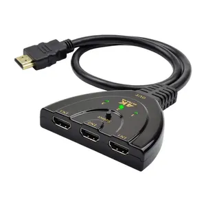 3 Port HDMI Splitter 1080P 3D Switcher 3X1 Auto Switch 3-In 1-Out dengan 45 CM Pigtail Converter HDTV Kabel untuk Proyeksi Layar