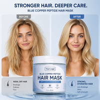 Krim Perawatan Rambut Private Label Blue Copper Peptide untuk Menutrisi Kulit Kepala, Menghaluskan Akar Rambut, Formula 2-IN-1, Masker Perbaikan Rambut