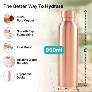 Botella de cobre puro fuerte con tapa a prueba de fugas y cuerpo de fácil agarre Elección perfecta para gimnasio Yoga Deportes al aire libre y propósito de viaje - Product Image 4