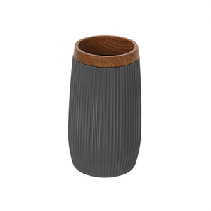 Porte-brosse à dents diamètre 7,3 cm H 12 cm blanc design côtelé pour salle de bain - Product Image 2