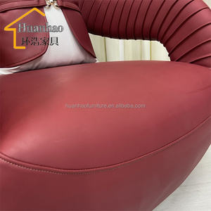 Poltrona Relax di Design Europeo di Alta Gamma, Sedia <span class=keywords><strong>in</strong></span> Vera Pelle Rossa per Soggiorno, Poltrona Lounge con Finiture <span class=keywords><strong>in</strong></span> Legno OEM - Product Image 2