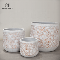 Grands pots de plantation ronds blancs de style nordique, légers, en ciment, pour l'extérieur, grands bacs à plantes pour la plantation ou l'aménagement paysager
