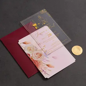 Customized Acrylic Marriage Invitation Card Party Birthday Graduation Invitations Acrylic Wedding Invitations