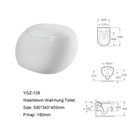 AIDI HotSelling Salle de bain moderne sans rebord en céramique blanche en forme d'oeuf Bol rond Toilette suspendue au mur
