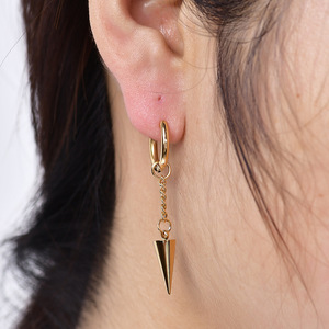 Pendientes Colgantes de 14 mm con Punta Cónica Geométrica de Acero Inoxidable Dorado, Joyería de Moda para Mujer - Product Image 2