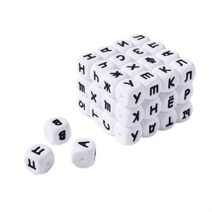 Square Cube Russian Alphabet <b>Silicone</b> <b>Bead</b> DIY Handicraft for Jewelry Making Toys - Product Image 4