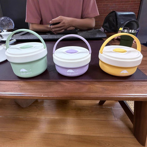 Boîte à lunch ronde isolée en acier inoxydable 304 de qualité alimentaire <span class=keywords><strong>bento</strong></span> portable pour étudiants avec bol à soupe pour étudiants occupés - Product Image 5