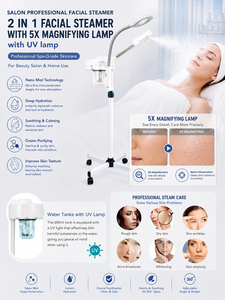 <span class=keywords><strong>Machine</strong></span> à vapeur faciale professionnelle 2-en-1 sur pied avec lumière <span class=keywords><strong>UV</strong></span> et loupe grossissante 5x pour salon de beauté - <span class=keywords><strong>Prix</strong></span> de gros - Product Image 1