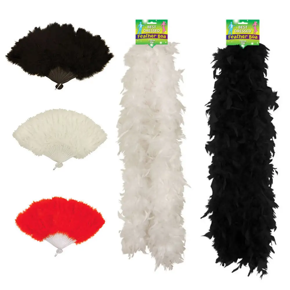 Show Girl Feather Fan and Boa Costume Accessories for Halloween Cosplay Theme Party Ball