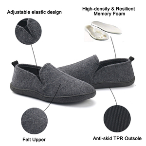 Sandales d'intérieur et d'extérieur en laine, chaussures en <span class=keywords><strong>feutre</strong></span> confortables, design classique, pour maison, mousse à mémoire de forme, décontractées, livraison gratuite - Product Image 6