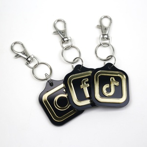 Étiquette RFID en acrylique doré 13,56 MHz avec code QR réinscriptible, porte-clés NFC professionnel en acrylique - Product Image 4