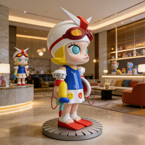 Sculpture de fille de dessin animé 3D en résine personnalisée avec casque et <span class=keywords><strong>pistolet</strong></span> à eau pour cadeau d'entreprise, centre commercial et exposition IP - Product Image 3