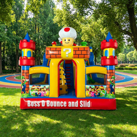 Château gonflable combiné toboggan et structure de saut en PVC écologique, utilisable en intérieur/extérieur, avec souffleur, pour fêtes d'enfants, thème animaux, personnalisable