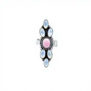 Natural Pink Conch Pearl Sterling Silver <b>Adjustable</b> <b>Ring</b> Handmade Gemstone Jewelry for Women Wholesale - Product Image 1
