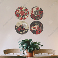 Putuo Décor Rond PVC Record Style Mur Art Vinyle Classique Musique Thème Suspendu Plaque Murale Décoration