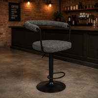 Tabouret de bar moderne en gros avec accoudoirs incurvés, réglable en hauteur, pivotant, pour comptoir, usage domestique ou commercial, structure métallique durable