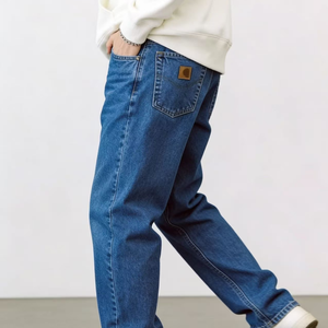 <span class=keywords><strong>Pantalon</strong></span> en jean empilé streetwear <span class=keywords><strong>pas</strong></span> <span class=keywords><strong>cher</strong></span> pour homme, coupe droite longue, en coton, délavé, jambe large, avec LOGO - Product Image 3