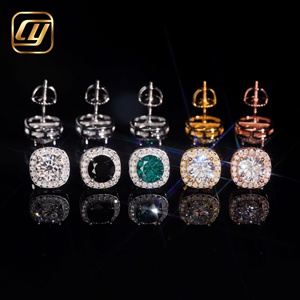 Boucles d'oreilles pendantes en argent 925 avec moissanite ronde, semi-serties, testées au diamant, pour femmes, bijoux de mariage, vente en gros, stock en vrac - Product Image 2