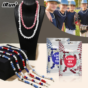 Collar Deportivo Personalizado <span class=keywords><strong>IRun</strong></span> con Cuentas de Cristal y Pedrería para Jugadores de Béisbol, Amantes y Fans - Product Image 1