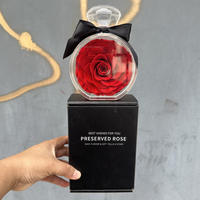 Rose éternelle de luxe dans un dôme en acrylique, coffret cadeau de fleurs naturelles préservées avec parfum, décoration élégante pour la maison pour la Saint-Valentin