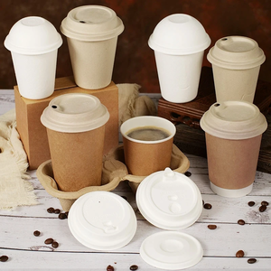YBLPAK Couvercle en papier personnalisé avec logo, écologique, jetable, en bagasse de canne à sucre, 80mm/90mm, de qualité alimentaire, pour gobelet à café (dôme/<span class=keywords><strong>plat</strong></span>) - Product Image 2