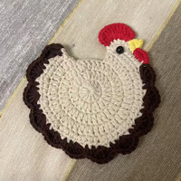 Sous-verres isolants en laine au crochet faits main, motif poussin créatif, forme irrégulière, décoration de bureau DIY