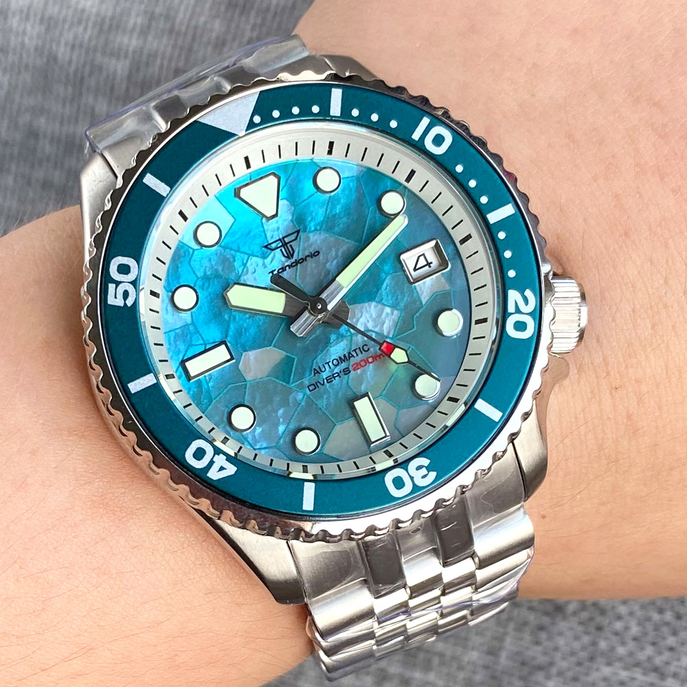 SKX ModNH35ダイバースチールメカニカルウォッチメンズMOPICEブルー 
