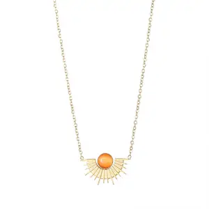 Titanium Steel Oval Sun flower Necklace Pendants Necklace for Women Party Vintage Jewelry Accesorios