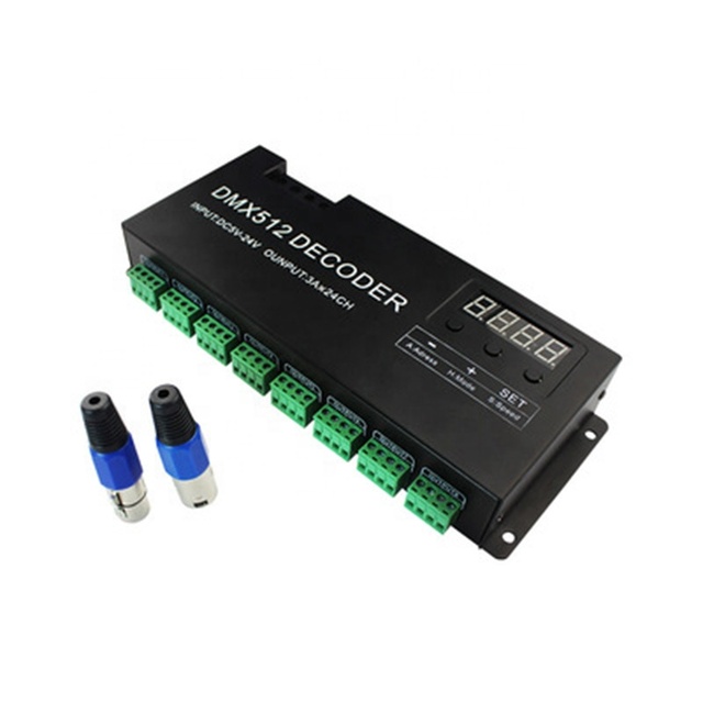 24 Channel RGB DMX512 Decoder RGB Led Strip Controller 72A Dmx Dimmer PWM Driver Input DC5-24V 24CH Dmx Decoder Light Control