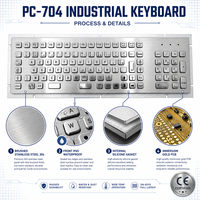 Clavier industriel en acier inoxydable étanche IP65 personnalisé PC-704, 104 touches USB PS/2 pour kiosque médical, console de machine CNC