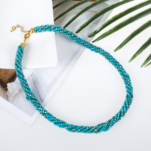 Collar de Cristal Turquesa de 18 Pulgadas con 4 Hileras y Cuentas Facetadas de 3mm para Regalo con Cuarzo, Ágata y Perla - Product Image 2