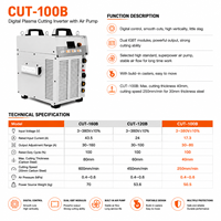 Coupe-plasma CUT160B CUT120B CUT100B avec pompe à air intégrée, 380V triphasé, inverseur IGBT, machine de découpe au plasma industrielle