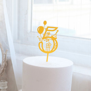 ตัวเลขอะคริลิคตกแต่งเค้ก รูปแบบน้ำผึ้งและรสหวาน สีสันสดใส สำหรับตกแต่งเค้กวันเกิด หมายเลข 0-9 สำหรับโต๊ะของหวาน - Product Image 4