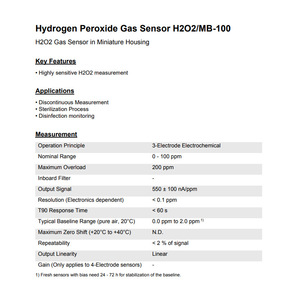 เซ็นเซอร์ก๊าซเมมบราพอร์ไฮโดรเจนเปอร์ออกไซด์ H2O2MB100 3 อิเล็กโทรดเคมีไฟฟ้า 0 100 ppm ตัวเรือนขนาดเล็ก - Product Image 1